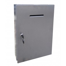 FixtureDisplays® Metal Box Mail box Secure Collection Box Ticket Box, Easy Wall Mount 18107-SILVER FLAT